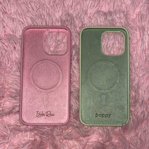 iPhone 14 Pro Max Pink and Green Silicone Phone Cases - Picture 2 of 2